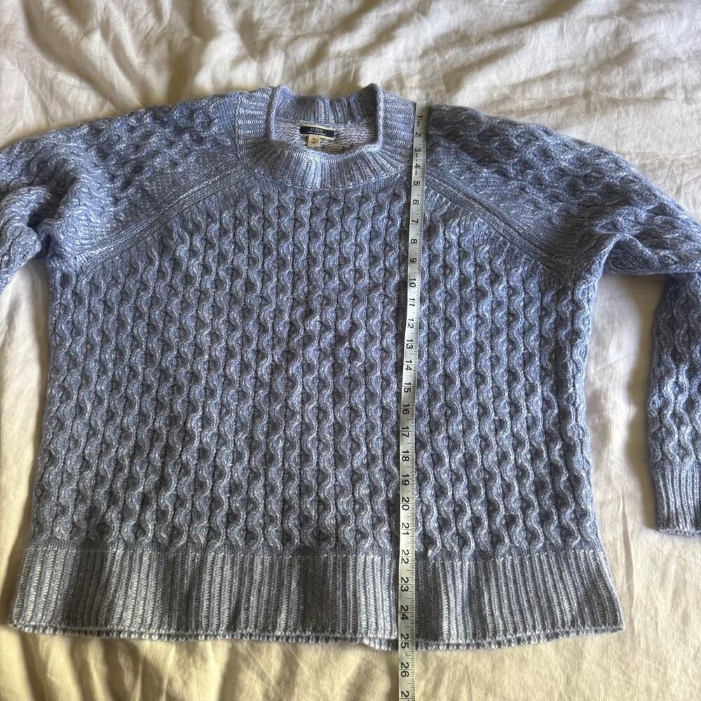 J.Crew Honeycomb Cashmere Rollneck Sweater XL Blue Cable Knit 100% Cashmere NWT - Picture 8 of 8